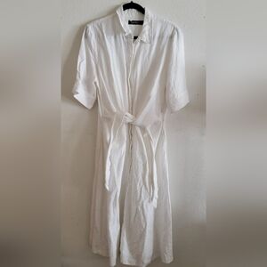 Lauren Ralph Lauren tie-front linen shirtdress Size 14